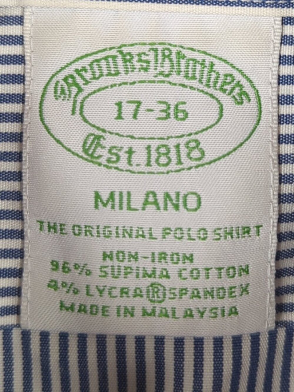 Brooks Brothers Milano Shirt Men's 17-36 Blue Pinstripe Dress Button Down - Picture 3 of 6